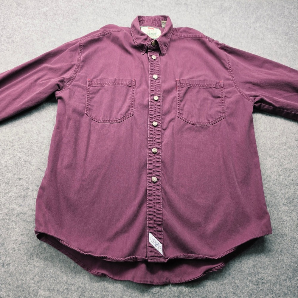 Levis Mens Long Sleeve Button Down Shirt Purple Cotton Workwear Pockets XL